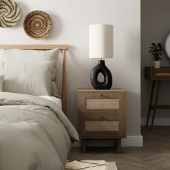 Deals ???? Dunelm Indi 2 Drawer Bedside Table, Mango Wood ????