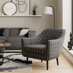 Promo ???? Dunelm Eddie Window Pane Check Tub Armchair ????