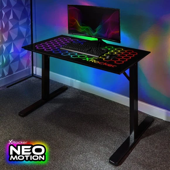 Deals ⌛ X Rocker X Rocker Spectrum Neo Motion LED Tempered Glass Gaming Desk ????