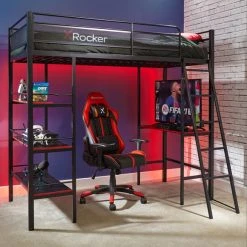 Best Sale ???? X Rocker X Rocker Fortress Gaming High Sleeper Bunk Bed with Shelves & Desk ????
