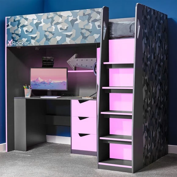 Discount ???? X Rocker X Rocker Hideout Gaming High Sleeper Bunk Bed and Desk ❤️