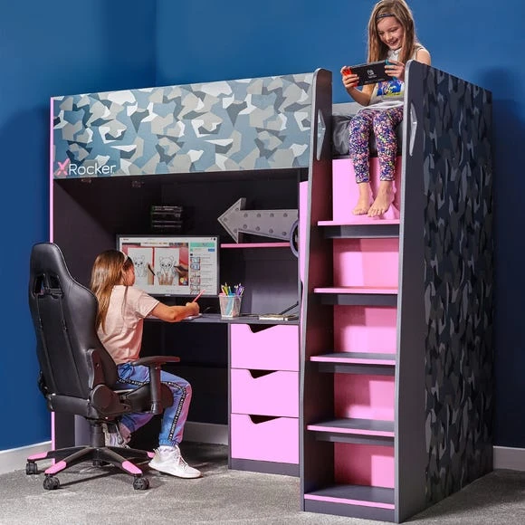 Discount ???? X Rocker X Rocker Hideout Gaming High Sleeper Bunk Bed and Desk ❤️ - Image 2