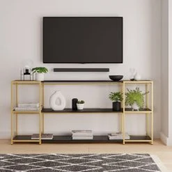 Budget ???? Dunelm Modular Gold & Black 3 Shelf Wide Shelving Unit ✔️