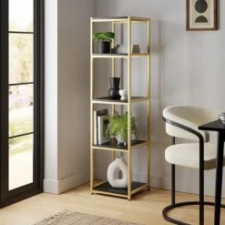Budget ✔️ Dunelm Modular Gold & Black 5 Shelf Tall Shelving Unit ????