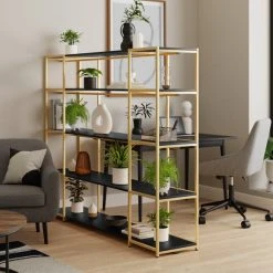 Flash Sale ???? Dunelm Modular Gold & Black 5 Shelf Wide Shelving Unit ????