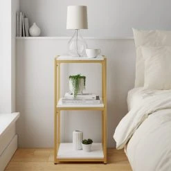 Buy ???? Dunelm Modular Gold & White 3 Shelf Small Shelving Unit ⌛