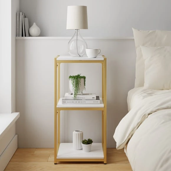Buy ???? Dunelm Modular Gold & White 3 Shelf Small Shelving Unit ⌛
