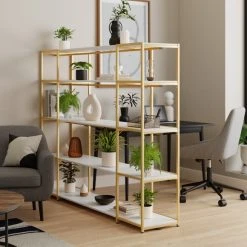Best reviews of ???? Dunelm Modular Gold & White 5 Shelf Wide Shelving Unit ????