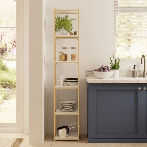 Best Sale ???? Dunelm Modular Gold & White 6 Shelf Tall Shelving Unit ????