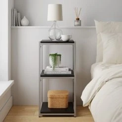 Outlet ???? Dunelm Modular Silver & Black 3 Shelf Small Shelving Unit ⭐