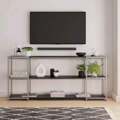 Discount ???? Dunelm Modular Silver & Black 3 Shelf Wide Shelving Unit ????