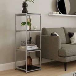 Wholesale ⭐ Dunelm Modular Silver & Black 4 Shelf Shelving Unit ????