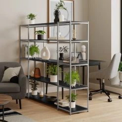 Budget ???? Dunelm Modular Silver & Black 5 Shelf Wide Shelving Unit ????