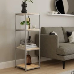 Best deal ✨ Dunelm Modular Silver & Light Oak 4 Shelf Shelving Unit ????