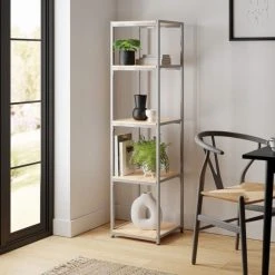Brand new ✔️ Dunelm Modular Silver & Light Oak 5 Shelf Tall Shelving Unit ????