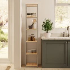 Best Sale ???? Dunelm Modular Silver & Light Oak 6 Shelf Tall Shelving Unit ✨