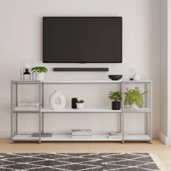 Hot Sale ???? Dunelm Modular Silver & White 3 Shelf Wide Shelving Unit ????