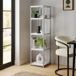 Budget ???? Dunelm Modular Silver & White 5 Shelf Tall Shelving Unit ????
