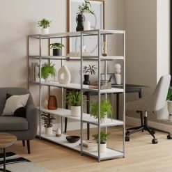 Best deal ???? Dunelm Modular Silver & White 5 Shelf Wide Shelving Unit ????