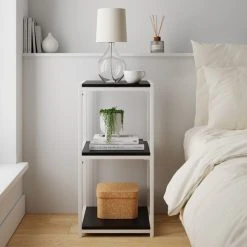 Best deal ???? Dunelm Modular White & Black 3 Shelf Small Shelving Unit ????