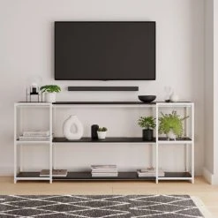 Best Sale ???? Dunelm Modular White & Black 3 Shelf Wide Shelving Unit ????