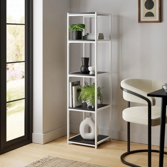 Outlet ???? Dunelm Modular White & Black 5 Shelf Tall Shelving Unit ????