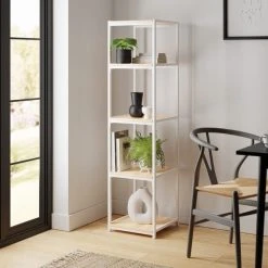 Deals ???? Dunelm Modular White & Light Oak 5 Shelf Tall Shelving Unit ????