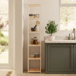 Buy ???? Dunelm Modular White & Light Oak 6 Shelf Tall Shelving Unit ????