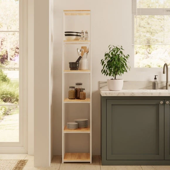 Buy ???? Dunelm Modular White & Light Oak 6 Shelf Tall Shelving Unit ????