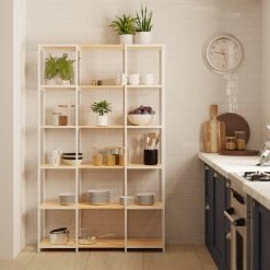 Hot Sale ???? Dunelm Modular White & Light Oak 6 Shelf Wide Shelving Unit ????